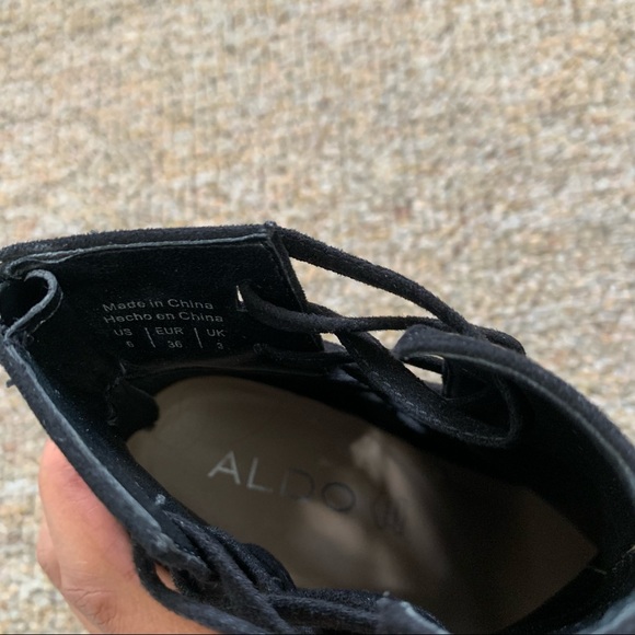 Aldo Suede Tuxedo Side Lace-Up Pointed Toe Boots 6M - Picture 5 of 8